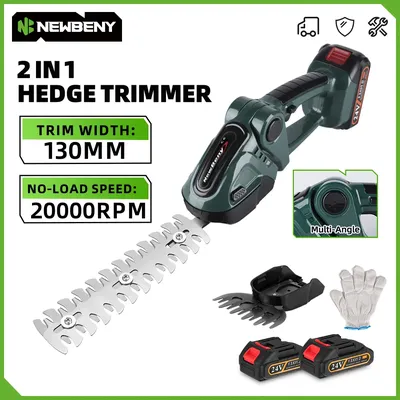 NEWBENY 2 IN 1 Cordless Electric Hedge Trimmer Rechargeable Household Pruner Weeding Garden Tools For Makita 18-21V Battery Pin