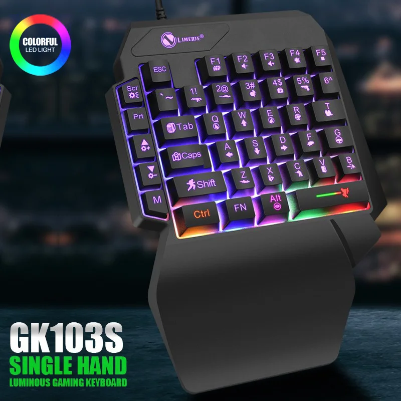 Mini tastiera da gioco con una sola mano da 35 tasti Tastiera retroilluminata cablata ultrasottile USB per laptop PC desktop Smartphone