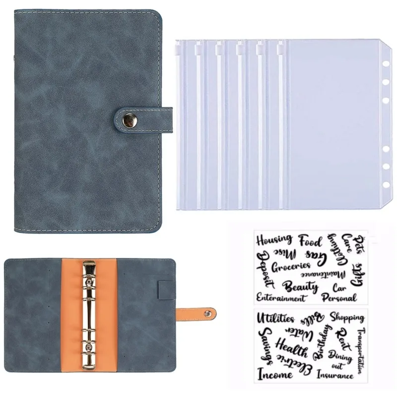 Raccoglitore budget A6 Planner per bambini Copertina per notebook PU Manuale a fogli mobili Raccoglitore a 6 fori Diario Agenda Copertina in carta Cancelleria scolastica