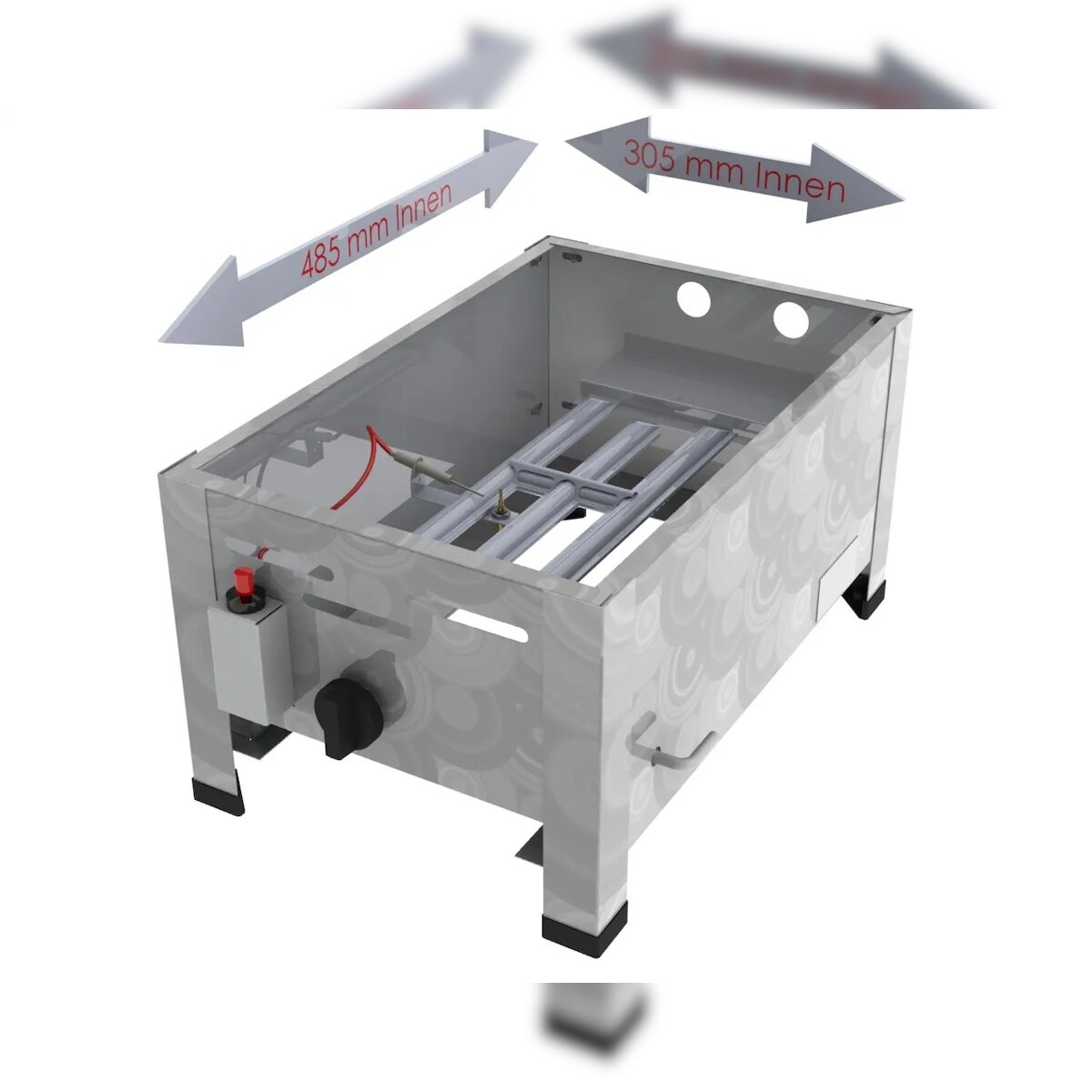 ChattenGlut Gasgrill Leergerät – vollwertig, 3,6 kW Stahlbrenner, Flüssiggas 50 mbar, Tischgerät Image