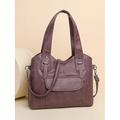 Damen stilvolle Vintage braune Kunstleder Tote Bag mit doppelten Griffen und verstellbarem Umhängegurt für den täglichen Gebrauch
