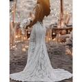 Boho Beach Open Back Sexy Brautkleider V-Ausschnitt Ärmellos Hofschleppe Spitze Brautkleider mit Applikationen Meerjungfrau Trompetenstil Kleid 2024