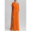 Elegantes gelb-schwarzes A-Linien-Abendkleid formelles Hochzeitsgastkleid ärmellos eine Schulter Stretch-Chiffon Rüschen und Schlitz bodenlang 2024