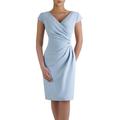 Elegantes Etuikleid für die Mutter der Braut Hochzeitsgäste V-Ausschnitt knielang Stretchstoff gerüschtes Kleid mit kurzen Ärmeln um zu beeindrucken 2024