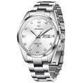 Mechanische Business-Armbanduhr für Herren minimalistisch automatisch mit automatischem Aufzug leuchtendem Kalender Datum Woche Stahluhr