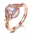 Verlobungsring Damen Synthetischer Diamant Rosévergoldetes Kupfer Ideal für Hochzeit Party Solitär Rundschliff Halo Ball