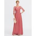 Elegantes A-Linie Transparent V-Ausschnitt Chiffon Kleid für die Mutter der Braut mit Applikationen Hochzeitsgast Bodenlänges Stil