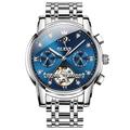 OLEVS Mechanische Herrenuhr kreative Outdoor-Mode lässig automatisch automatischer Aufzug Mondphase leuchtender Kalender Stahluhr