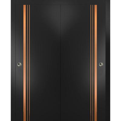 Bypass Doors 36 x 80 Planum 1010 Matte Black with Sturdy Rails