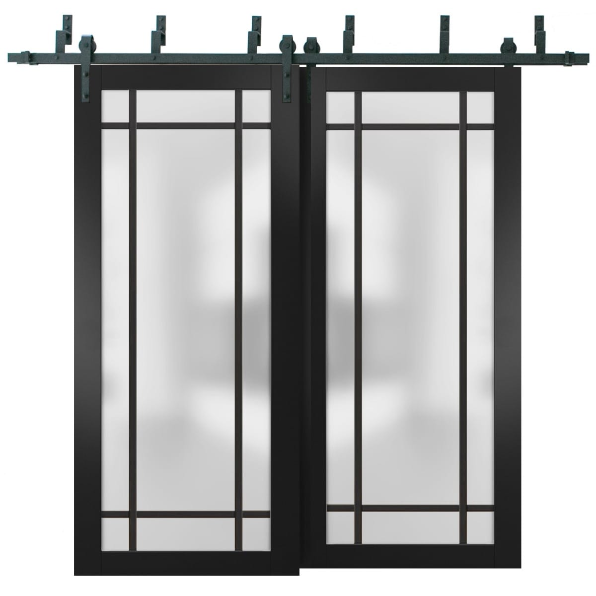 Barn Bypass Doors 36 x 80 Planum 2112 Matte Black Sturdy 6.6ft