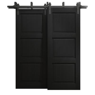 Sliding Closet Barn Bypass Doors 36 x 80 inches | Ego 5010 Painted Black Oak | Modern 6.6ft Rails Hardware Set