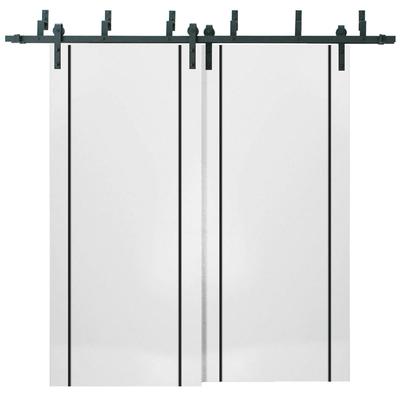 Barn Bypass Doors 36 x 80 Planum 0016 White Silk with Sturdy 6.6ft