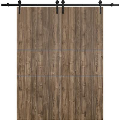 Sturdy Double Barn Door 36 x 80 with Planum 0014 Walnut with 13FT