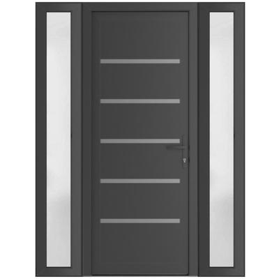 Exterior Prehung Metal-Plastic Door Manux 8415 Antracite Grey Side & Top Sidelite 46x94 Lefthand Inswing
