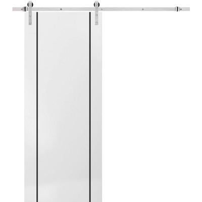 Sturdy Barn Door 18 x 80 Planum 0016 White Silk with 6.6FT