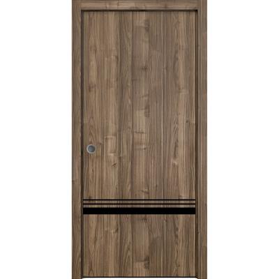French Pocket Door 18 x 80 with Planum 0012 Walnut with Kit Trims Rail