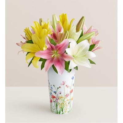 1-800-Flowers Flower Delivery Sweet Spring Lilies Single Bouquet W/ Floral Meadow Vase