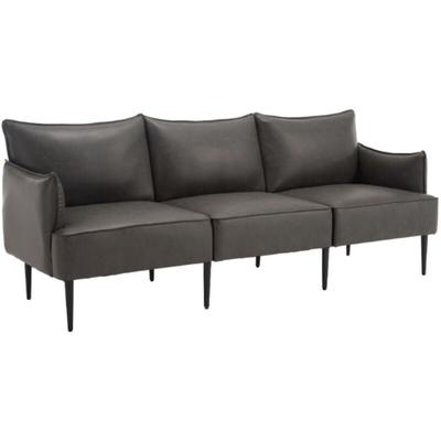 Ecksofa 3 Sitzer für Wohnzimmer aus pu Kunstleder mit Schlaffunktion 135 x 70 cm Dunkelgrau Wahson Image