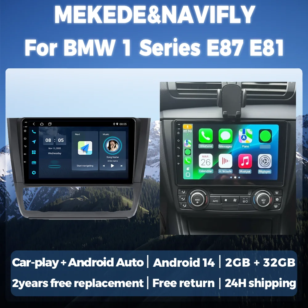 Android 14 autoradio For BMW 1 Series E81 E82 E88 bmw E87 2004 - 2011 wireless CarPlay Android Auto auto intelligentes system Auto Multimedia Player No 2 din 2din DVD