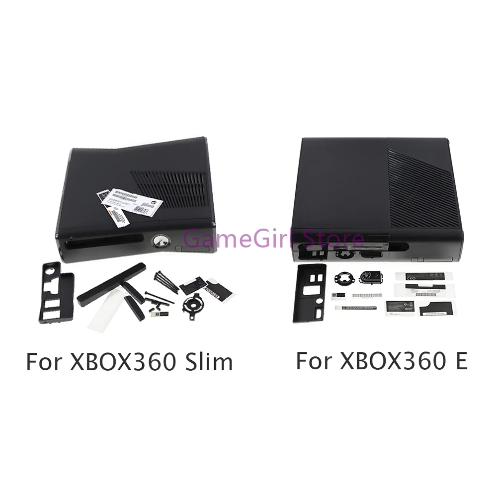 1Set Für XBOX 360 Slim Vollen Satz Schwarz Gehäuse Shell Fall Schutzhülle mit Schrauben Für XBOX360 E Konsole Image