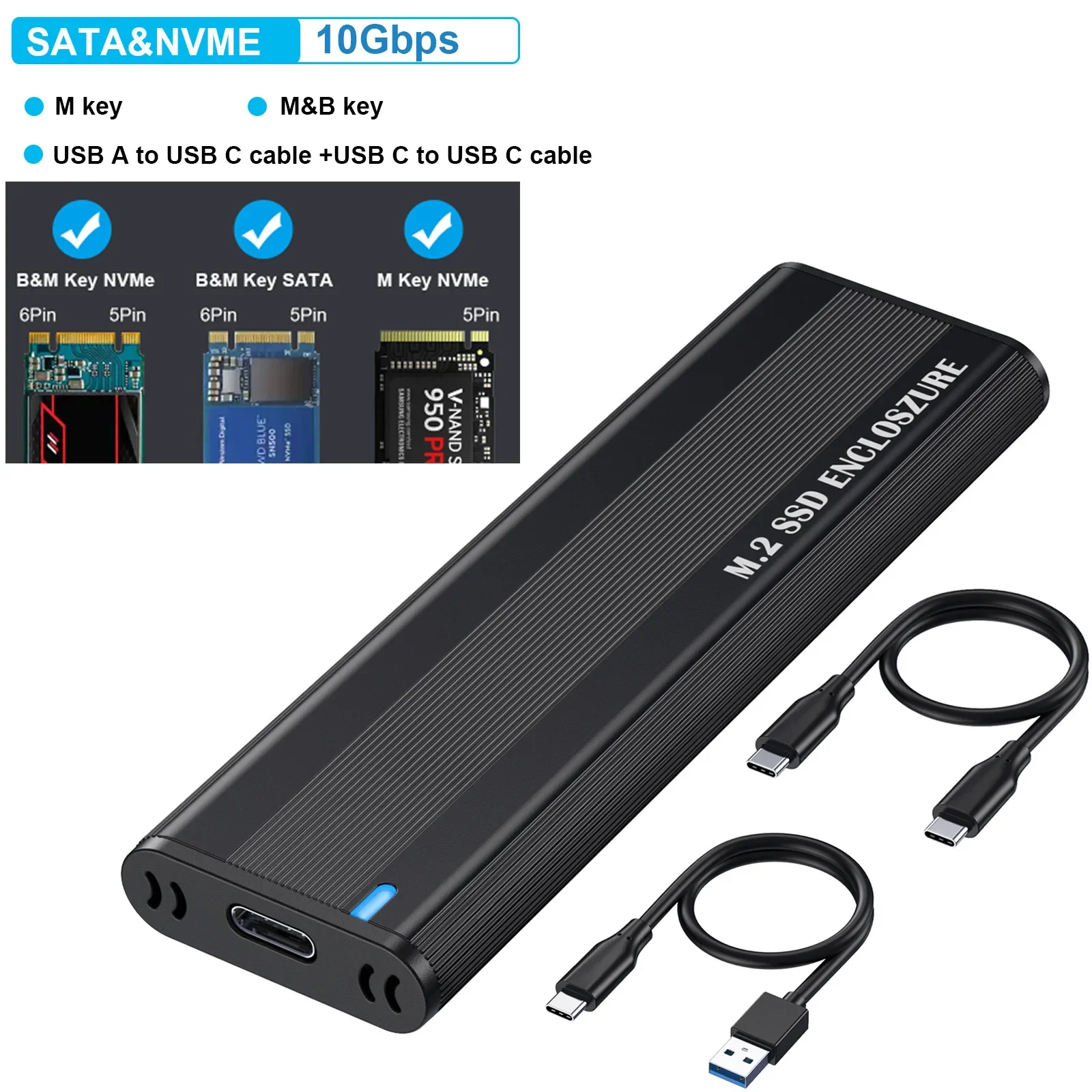 M2 SSD-Gehäuse NVME SATA Dual Protocol M.2 auf USB Typ C 3.1 SSD-Adapter für NVME PCIE NGFF SATA SSD-Festplattenbox M.2 SSD-Gehäuse Image