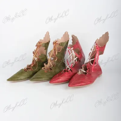 Mittelalterliche Gothic Retro Elf Hexe Blätter Schnürschuhe für Frauen Männer Cosplay Kostüm Karneval Party Ritter Stiefel Zubehör Image