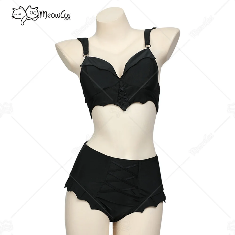 Meowcos Women's Bikini Sets Gothic Bathing Suit Flocked Spider Web Two Piece Swimsuit Set Image