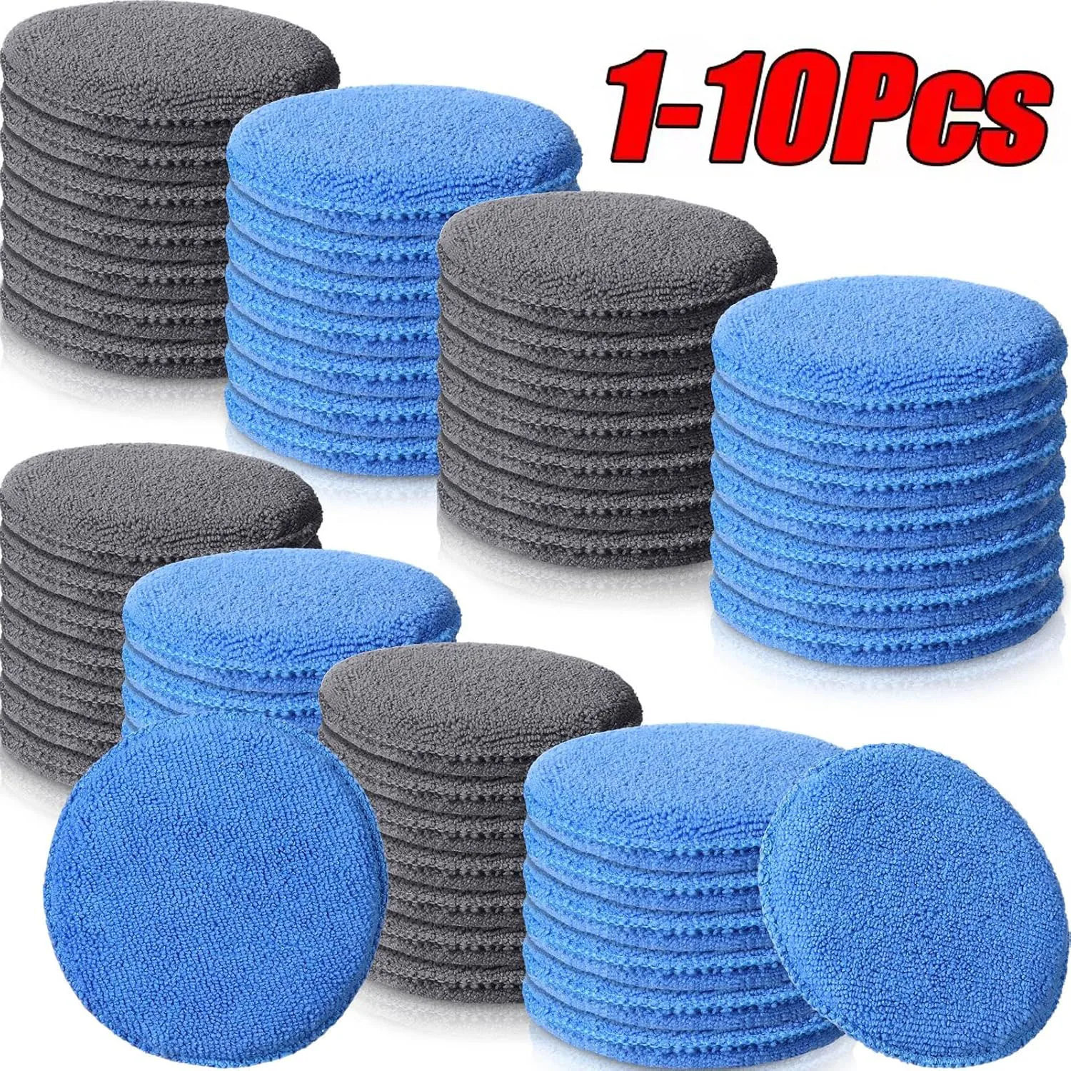 Auto Polieren Wachsen Schwämme Pad 5 Zoll 125mm Mikrofaser Runde Motorrad Auto Wachs Applikator Polnischen Schaum Schwämme Reinigung werkzeuge Image