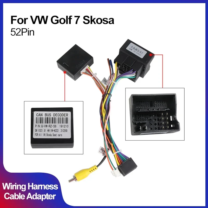 Für Volkswagen Passat b6 b7 CC Skoda Sitz Android Auto Radio Stereo 16Pin Wired Harness Adapter Canbus Box Power Kabel Stecker Image