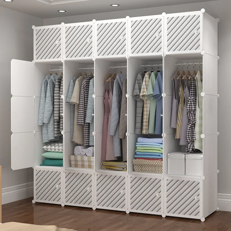 Moderne minimalistische Schrank Nordic Make-up Cube Schmuck einfache tragbare Display Tür Regale Kleiderschrank Stoff Armario Hotel Möbel Image