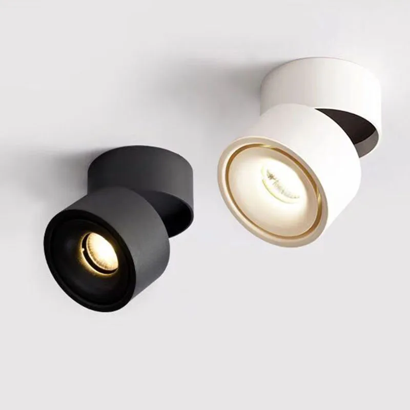 Faltbare, um 360 Grad drehbare, oberflächenmontierte LED-Downlight-Deckenleuchte, AC85-265V, 5 W, 7 W, 10 W, 12 W, dimmbare LED-Deckenstrahler