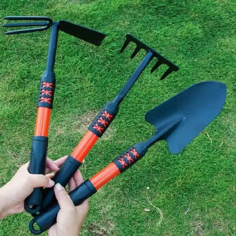 1PC Gartenarbeit Spaten Fünf-zahn Kunststoff Griff Garten Hacke Rechen Gartenarbeit Werkzeug Set Kit Mit Verlängert griff Garten Hand Werkzeug Set