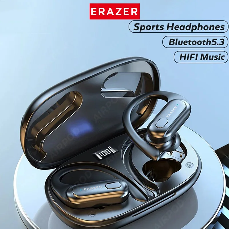 ERAZER XT60 Bluetooth-Kopfhörer, echte kabellose Kopfhörer, Knopfsteuerung, Rauschunterdrückung, Ohrbügel, wasserdicht, mit Mikrofon-Headset Image