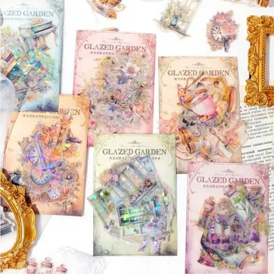 30 Stück bronzierendes Lichthandbuch Materialien Paket Schulbedarf Scrapbook geschnitten 155 * 89 mm Briefpapier PET Aufkleber Garten Image
