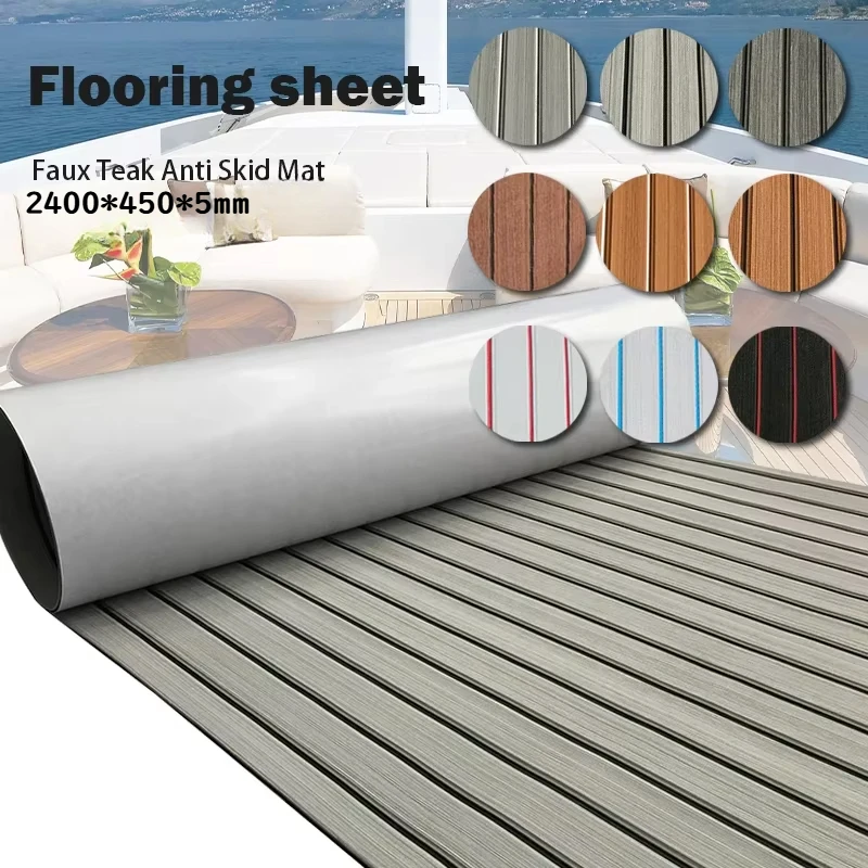 2400*450mm EVA Schaum Faux Teak Boot Deck Matte Decking Blatt für Yacht Yacht Bodenbelag Anti Skid matte Boot Selbst Klebe Fahrzeug Pad Image