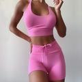 Set di abbigliamento sportivo da donna 2 pezzi reggiseno sportivo e pantaloni corti outfit per allenamento yoga fitness palestra controllo della pancia traspirante solleva glutei.