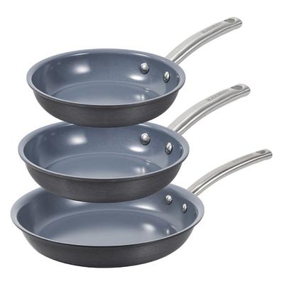 BLACK+DECKER 3-Piece Ceramic And Aluminum Nonstick Skillet Set, Gray