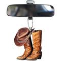2023 Accessori per specchietto retrovisore auto Stivali da cowboy Ornamento Cappello Sella Portachiavi Decorazione