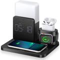 Stazione di ricarica wireless da 15 W ricarica wireless veloce e orologio digitale per Apple Watch cellulare AirPods 2 e AirPods Pro - Certificato MSDS UN38.3 RoHs
