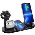 Supporto per caricabatterie wireless 6 in 1 Stazione di ricarica QI Dock per iWatch iPhone AirPods compatibile Samsung