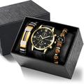 Montre à quartz analogique rétro classique pour homme avec chronographe et bracelet en cuir allié