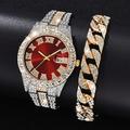 Montre-bracelet de luxe en or avec strass pour femme - Montre pour femme de marque Diamond