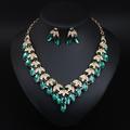 Ensemble de bijoux de mariée colorés avec collier et boucles d'oreilles en cristal et strass pour fête de mariage pour femmes
