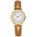 Montre à quartz pour femme avec mouvement japonais chiffres arabes faciles à lire et cadran simple bracelet en cuir PU