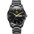 Montre à quartz OLEVS pour homme - Grand cadran minimaliste de luxe - Calendrier lumineux - Date - Semaine - Bracelet en acier inoxydable étanche