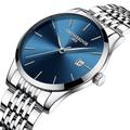 Montre-bracelet à quartz analogique ultra-mince pour homme minimaliste classique étanche calendrier chronographe en acier inoxydable