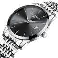Montre-bracelet à quartz analogique ultra-mince pour homme minimaliste classique étanche calendrier chronographe en acier inoxydable