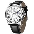 Montre à quartz tendance pour homme OLEVS avec phase de lune lumineuse et étanche pour sports de plein air bracelet en cuir