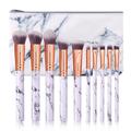 Ensemble de 10 pinceaux de maquillage professionnels en marbre de qualité supérieure pinceaux synthétiques Kabuki pour fond de teint crème poudre pour le visage fard à joues anti-cernes fard à paupières