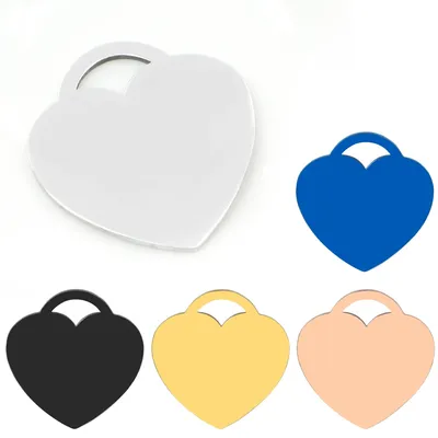 20Pcs Personalized Engraving Customized Dog ID Heart Shape Stainless Steel Tag Keyring Accessories